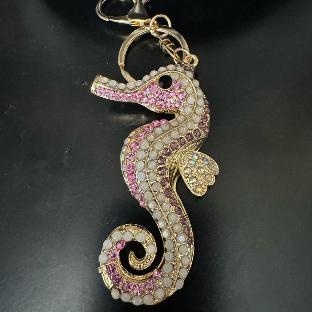 Seahorse White and Pink Bag Charm - Picture 2 of 2